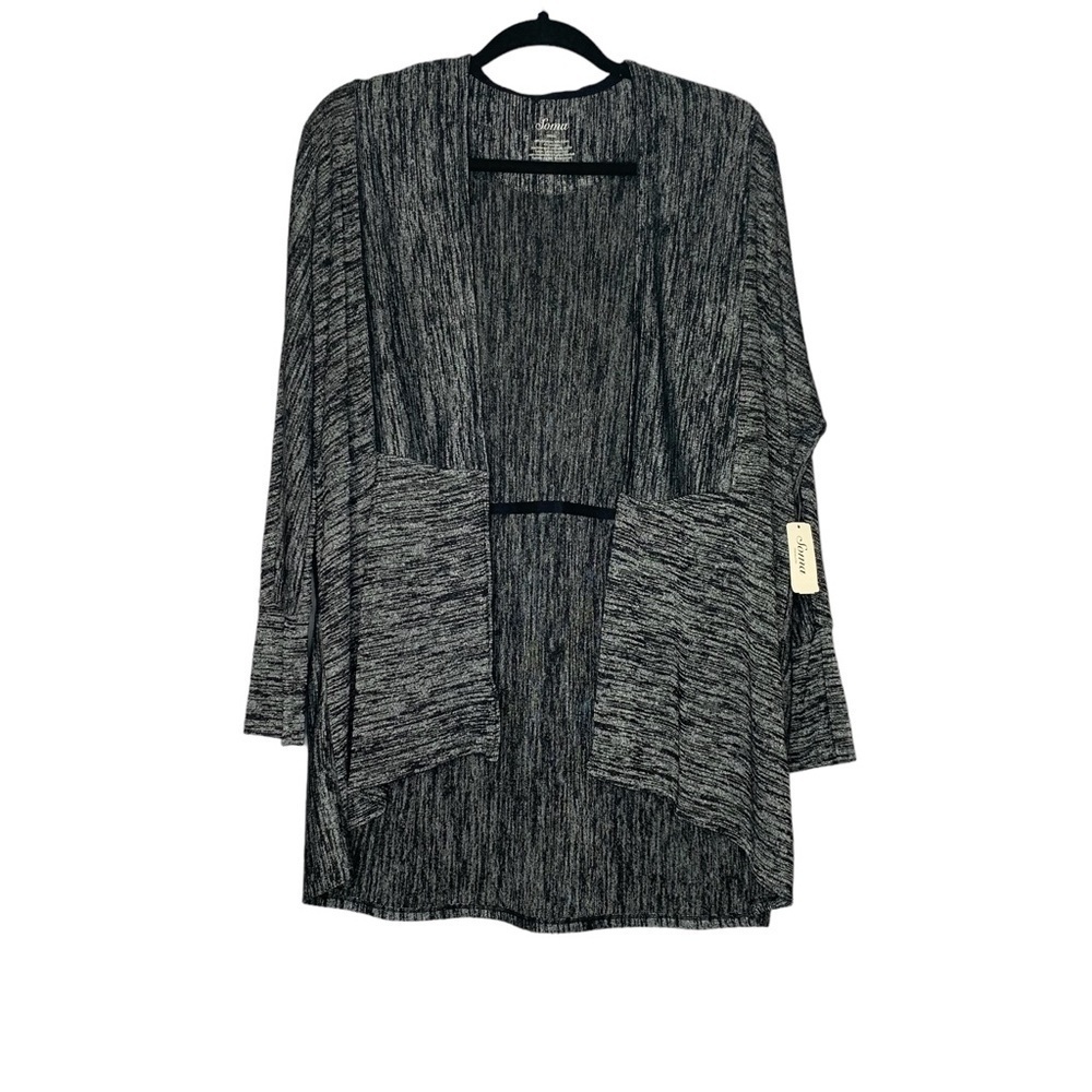 Soma‎ NWT Melange black and silver lounge jacket wrap. Size Sm